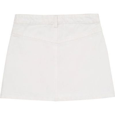 Mini girls white button down denim skirt